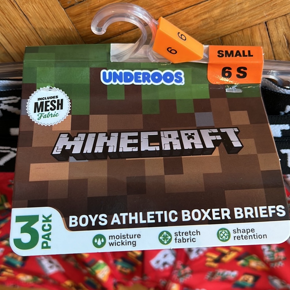 Boys Minecraft underoos athletic boxer briefs size 6S (3pack) NEW w tags - Picture 2 of 9